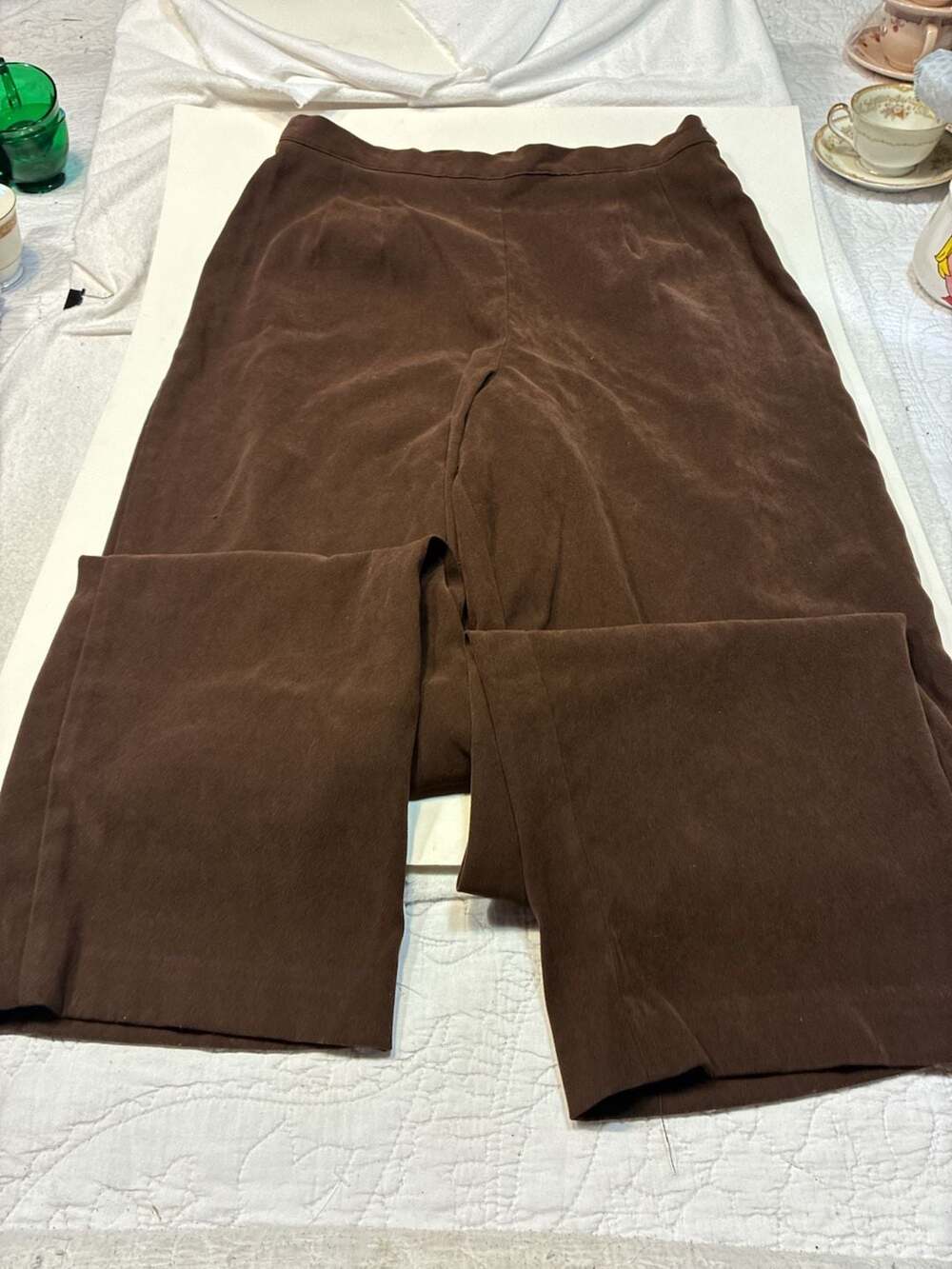 Ellen Figg Vintage Brown Wide Leg Velvet Pants Size 14 Made in USA